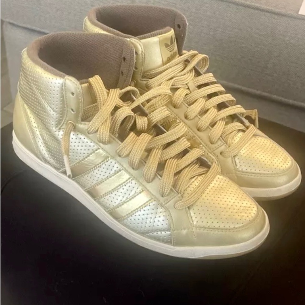 adidas high tops ladies size 8M metallic gold